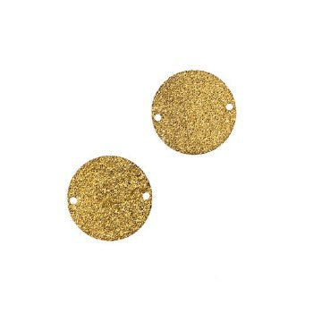 Pack of 4, 20mm Round Stardust Brass 2 Hole Connectors