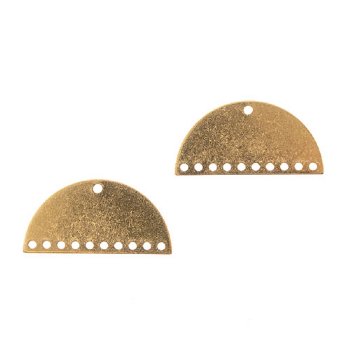 Pack of 4, 30x15mm Semi-Circle Brass 11 Hole Connectors