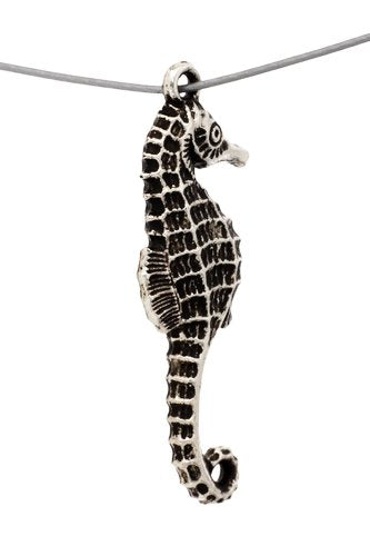 1 28mm Antiqued Sterling Silver Metalized Plastic Seahorse Charm Pendant