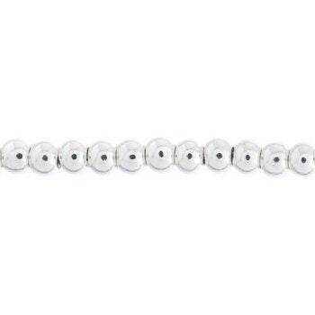 24 Inch Strand of 3mm Bright Silver Round Metalized Glass Beads