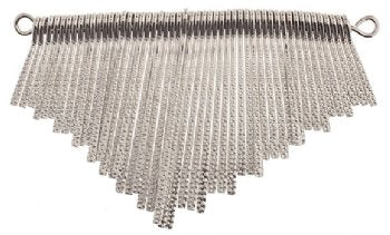 1 Set of Flat Stamped Silver Metallic Necklace Fringe