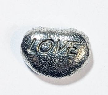 1 18x11mm Love Antique Silver Metal Pebble Bead