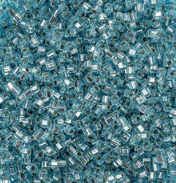 SB18-0018 20 grams of 1.8x1.8mm Silverlined Aqua Miyuki Cube Beads