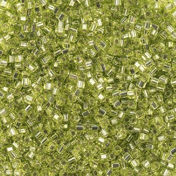 SB18-0014 20 grams of 1.8x1.8mm Silverlined Chartreuse Miyuki Cube Beads