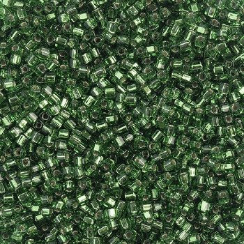 SB18-0016 20 grams of 1.8x1.8mm Silverlined Green Miyuki Cube Beads