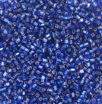 SB18-0020 20 grams of 1.8x1.8mm Silverlined Cobalt Miyuki Cube Beads