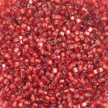 SB18-0010 20 grams of 1.8x1.8mm Silverlined Flame Red Miyuki Cube Beads