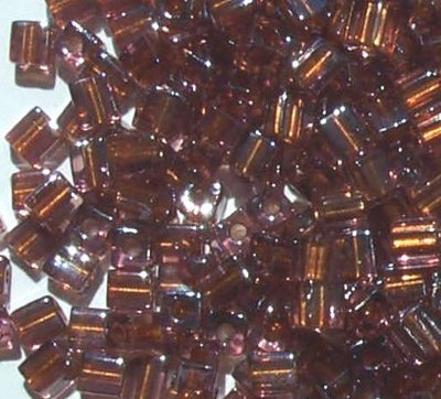 10 grams of 4x4mm Gold Lined Amber Miyuki Cubes