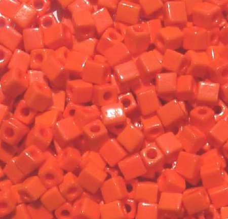 10 grams of 4x4mm Opaque Orange Miyuki Cubes
