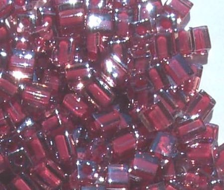 10 grams of 4x4mm Colorlined Red Transparent Pink Miyuki Cubes
