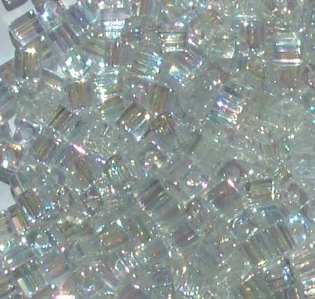 10 grams of 4x4mm Transparent Rainbow Crystal Miyuki Cubes