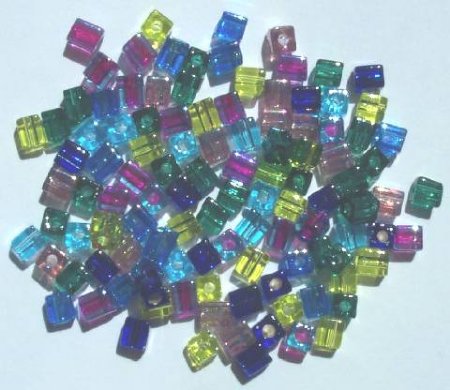10 grams of 4x4mm Miyuki Cube Beads - Gemtone Mix