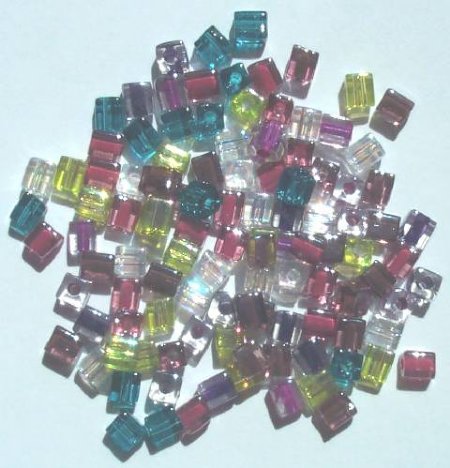 10 grams of 4x4mm Miyuki Cube Beads - Lavender Garden Mix