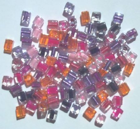 10 grams of 4x4mm Miyuki Cube Beads - Melonberry