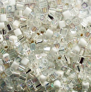 10 grams of 4x4mm Miyuki Cube Beads - Frost Bite Mix