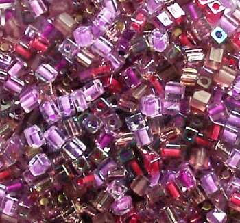 10 grams of 4x4mm Miyuki Cube Beads - Purple Haze Mix