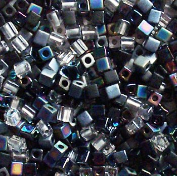 10 grams of 4x4mm Miyuki Cube Beads - Steel Yourself Mix