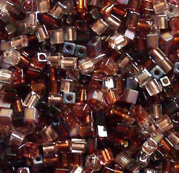 10 grams of 4x4mm Miyuki Cube Beads - Where There's Smoke Mix