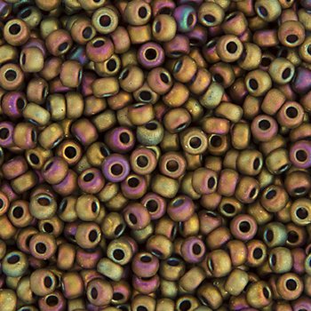 SB6-2035 22g of Matte Metallic Green Pink AB 6/0 Miyuki Seed Beads