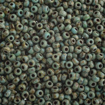 SB6-4514 22g of Opaque Turquoise Blue Picasso 6/0 Miyuki Seed Beads