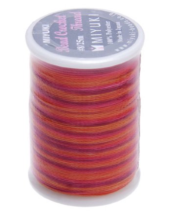 25 Meter Spool Miyuki Crochet Thread - Pink Grapefruit Variegated