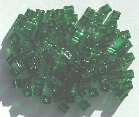10 grams of 4x4mm Transparent Green Miyuki Cubes