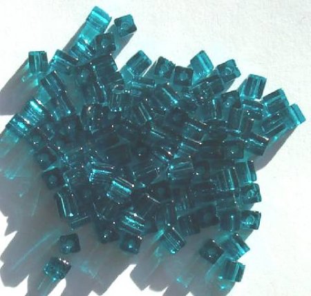 10 grams of 4x4mm Transparent Teal Miyuki Cubes