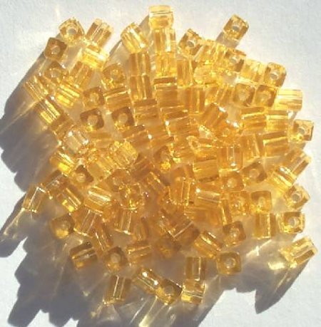 10 grams of 4x4mm Transparent Topaz Miyuki Cubes