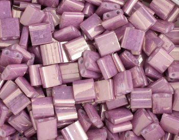 TL1867 5.2 Grams Opaque Amethyst Gold Lustre Two Hole Miyuki Tila Beads