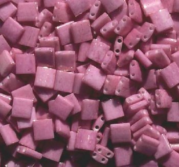 TL0599 5.2 Grams Opaque Mauve AB Lustre Two Hole Miyuki Tila Beads