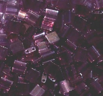 TL0316 5.2 Grams Transparent Light Amethyst Gold Lustre Two Hole Miyuki Tila Beads