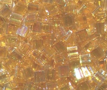 TL0251 5.2 Grams Transparent Light Amber AB Two Hole Miyuki Tila Beads
