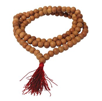 1, 22.5 inch 6mm Round Sandalwood Bead Mala Necklace