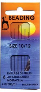 Pack of 6 Assorted #10 & #12 Pony Beading Needles