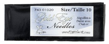 25, #10 Gold Eye Beading Needles