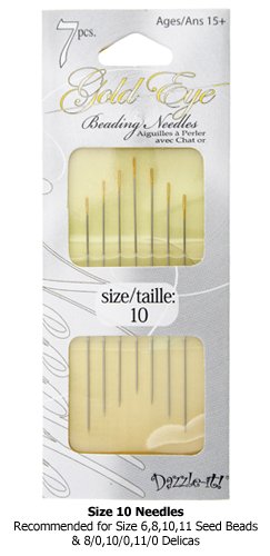 Dazzle-It ! 7pcs of  #10 Gold Eyed Beading Needles
