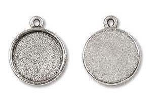 1, 18x14.5mm Antique Silver Round Bezel Frame