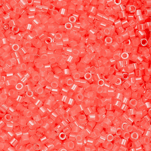 CY-1096 25 Grams of 11/0 Neon Coral Colorlined Cylin Seed Beads