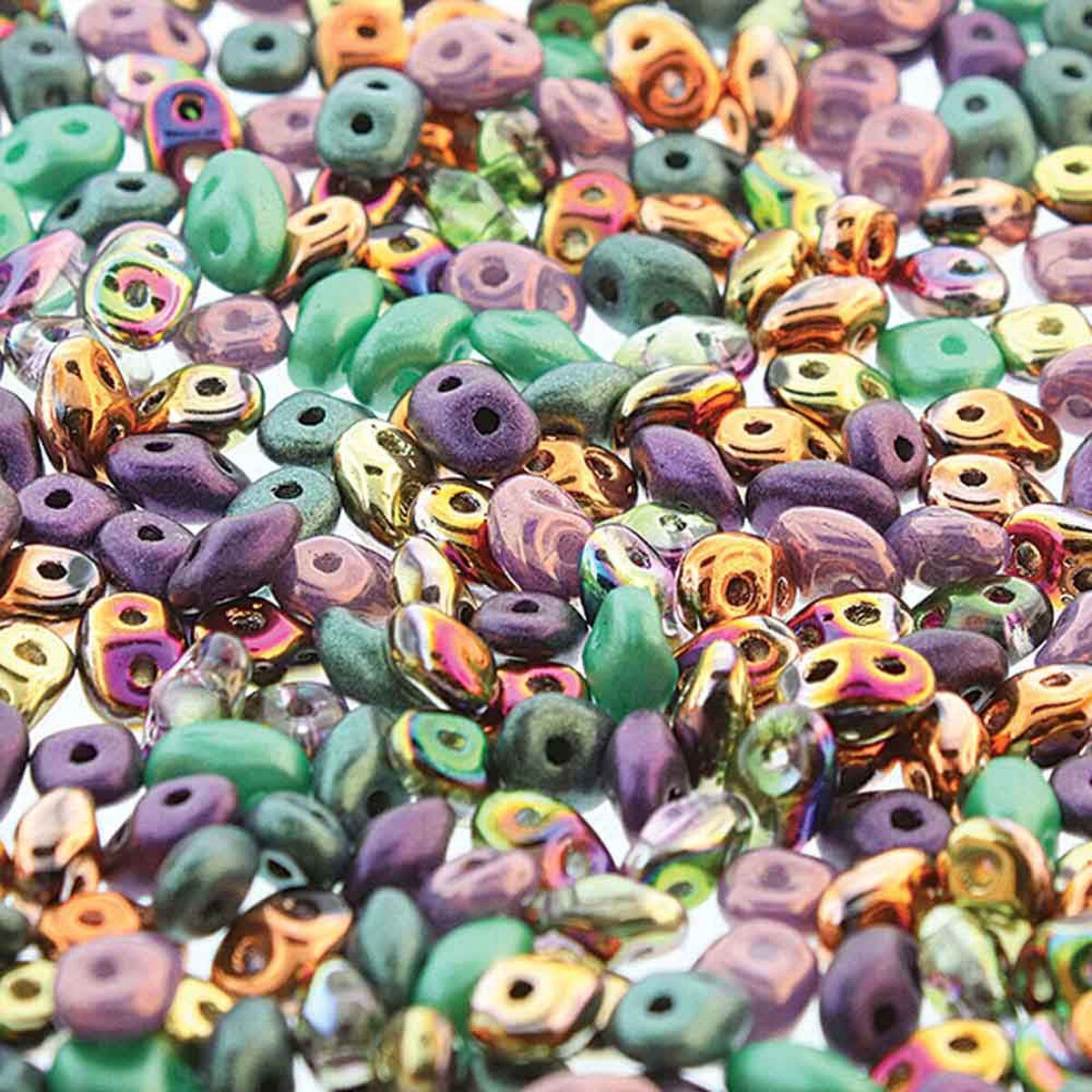 10 Grams Mardi Gras Plush 2.5x5mm Superduo Beads Mix