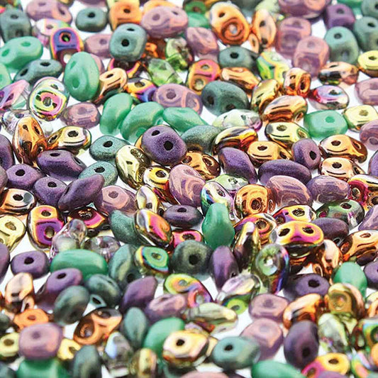 10 Grams Mardi Gras Plush 2.5x5mm Superduo Beads Mix