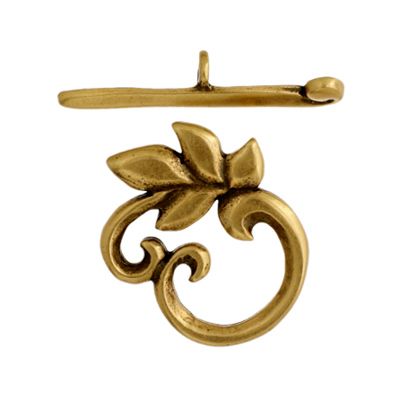 1 Set of 15mm Antique Brass Pewter Leaves Toggle