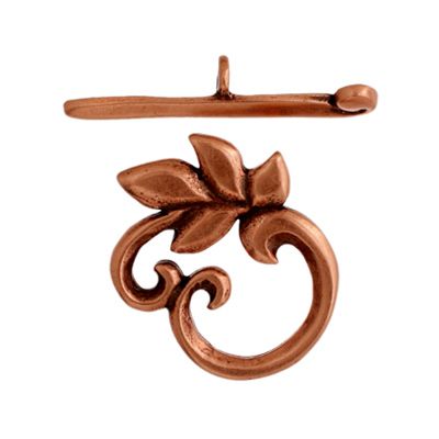 1 Set of 15mm Antique Copper Pewter Leaves Toggle
