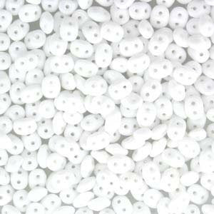 DUO-03000 - 10 Grams Opaque Chalk White 2.5x5mm Superduo Beads