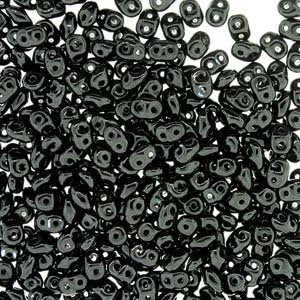 DUO-23980 - 10 Grams Opaque Black 2.5x5mm Superduo Beads