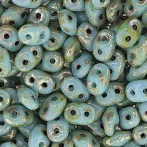 10 Grams Opaque Turquoise Blue Picasso 2.5x5mm Superduo Beads