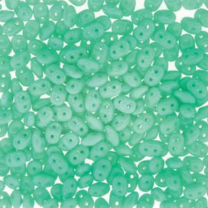 DUO-63130 - 10 Grams Opaque Turquoise Green 2.5x5mm Superduo Beads