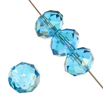 26 8x10mm Faceted Aqua AB Chinese Crystal Donut Beads