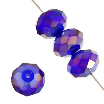 50 4x6mm Faceted Cobalt AB Chinese Crystal Donut Beads