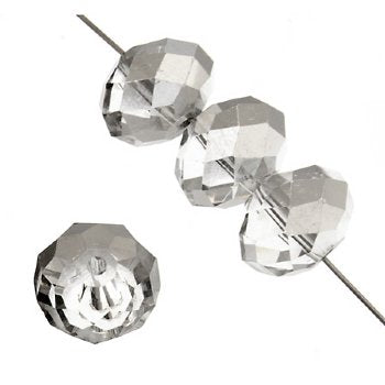 35 6x8mm Faceted Crystal Silver Lustre Chinese Crystal Donut Beads