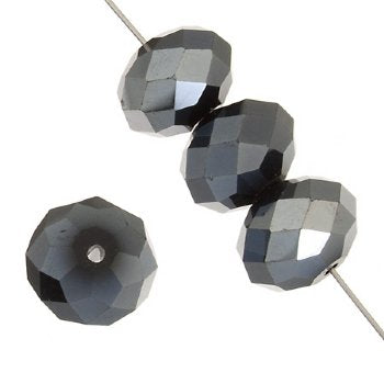 35 6x8mm Faceted Jet Hematite Chinese Crystal Donut Beads